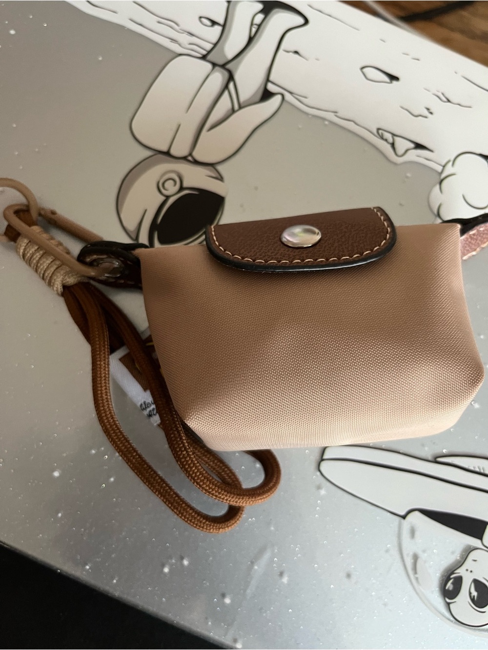 Compact Neutral Beige Crossbody Pouch with Snap Flap，Size small，Key bag
